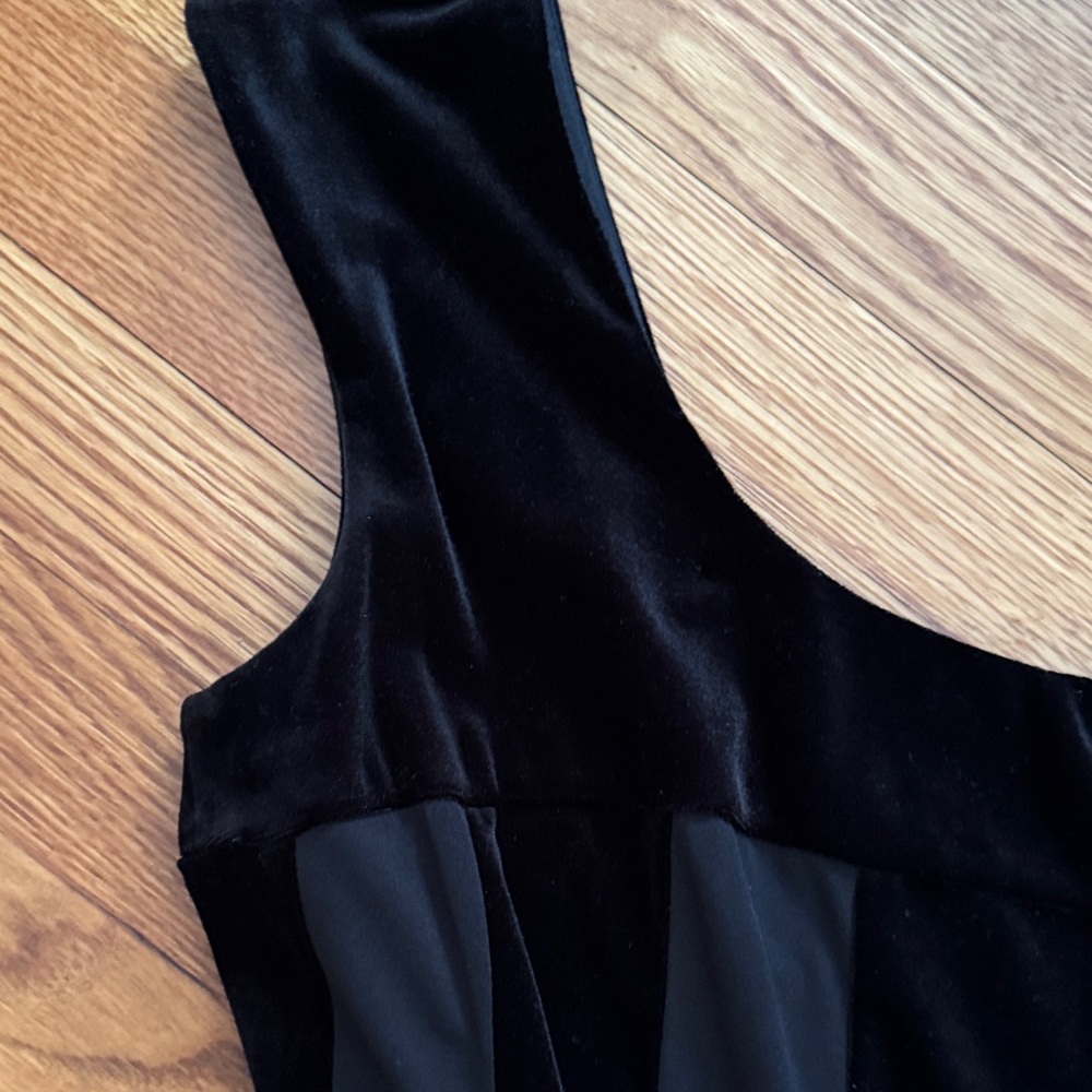 dressbarn Elegant Black Sleeveless Dress with Velvet Panels. Size Petite 8 - Picture 5 of 9
